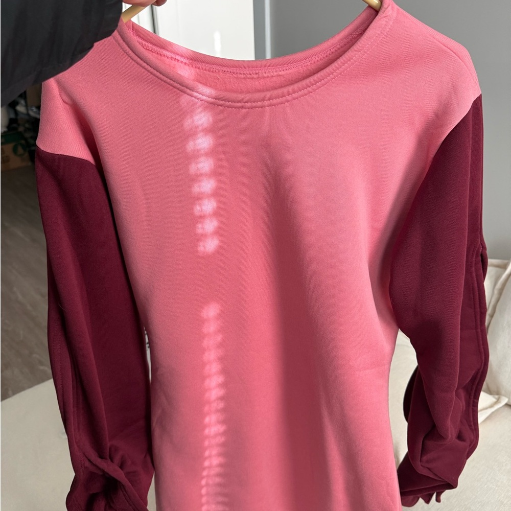 Women's Pink and Burgundy Long Sleeve Dress - Picture 4 of 4